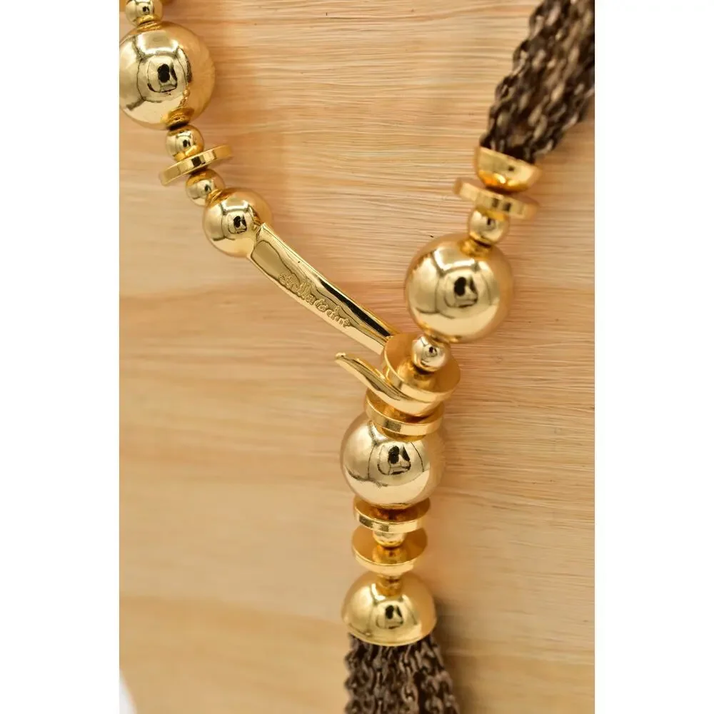 Stella & Dot Vintage Tassel Beaded Statement Necklace Antiqued Chunky Y2K BinBD